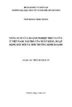 Năng suất của doanh nghiệp nhỏ và vừa ở việt nam vai trò của xuất khẩu, hoạt động đổi mới và môi trường kinh doanh