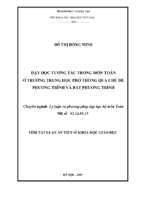 DẠY HỌC TƯƠNG TÁC TRONG MÔN TOÁN Ở TRƯỜNG TRUNG HỌC PHỔ THÔNG QUA CHỦ ĐỀ PHƯƠNG TRÌNH VÀ BẤT PHƯƠNG TRÌNH