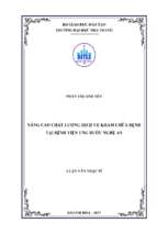 Nâng cao chất lượng dịch vụ khám chữa bệnh tại bệnh viện ung bướu nghệ an