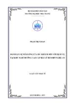 đánh giá sự hài lòng của du khách đối với dịch vụ tại khu nghỉ dưỡng cao cấp bãi lữ resort nghệ an
