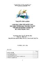 Skkn  “ gíao dục lòng yêu nước cho học sinh thông qua truyền thuyết “truyện an dương vương và mị châu, trọng thủy”