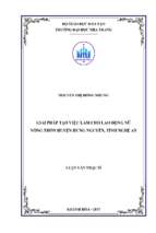 Giải pháp tạo việc làm cho lao động nữ nông thôn huyện hưng nguyên, tỉnh nghệ an