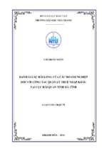 đánh giá sự hài lòng của các doanh nghiệp đối với công tác quản lý thuế nhập khẩu tại cục hải quan tỉnh hà tĩnh