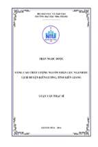 Nâng cao chất lượng nguồn lực ngành du lịch huyện kiên lương, tỉnh kiên giang