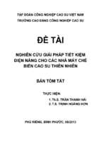 NGHIÊN CỨU GIẢI PHÁP TIẾT KIỆM ĐIỆN NĂNG CHO CÁC NHÀ MÁY CHẾ BIẾN CAO SU THIÊN NHIÊN