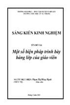 Một số biện pháp trình bày bảng lớp của giáo viên