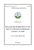 Sàng lọc một số hợp chất có tác dụng ức chế enzym tyrosinase in silico   in vitro