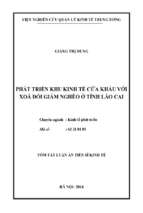 PHÁT TRIỂN KHU KINH TẾ CỬA KHẨU VỚI XOÁ ĐÓI GIẢM NGHÈO Ở TỈNH LÀO CAI