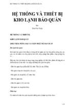 HỆ THỐNG VÀ THIẾT BỊ KHO LẠNH BẢO QUẢN
