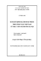 đăng ký kinh doanh dược phẩm theo pháp luật việt nam từ thực tiễn thành phố hà nội