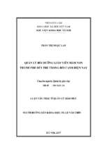 Quản lý bồi dưỡng giáo viên mầm non thành phố bến tre trong bối cảnh hiện nay