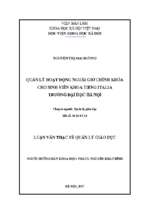 Quản lý hoạt động ngoài giờ chính khóa cho sinh viên khoa tiếng italia trường đại học hà nội