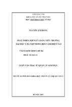 Phát triển đội ngũ giảng viên trường đại học y hà nội trong bối cảnh hiện nay