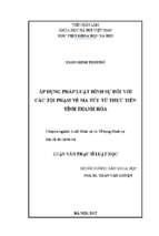 áp dụng pháp luật hình sự đối với các tội phạm về ma túy từ thực tiễn tỉnh thanh hóa