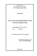 Quản lý đào tạo theo hệ thống tín chỉ ở trường đại học hà nội