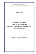 đẩy nhanh quá trình xây dựng nông thôn mới tại huyện thăng bình, tỉnh quảng nam giai đoạn 2015 2025