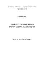 Nghiên cứu chọn lọc ổn định ba dòng gà lông màu tp4, tp2, tp3