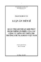 Quản trị lợi nhuận khi phát hành thêm cổ phiếu của các công ty niêm yết trên thị trường chứng khoán việt nam