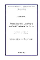 Nghiên cứu chọn lọc ổn định ba dòng gà lông màu tp4, tp2, tp3