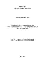 Nghiên cứu tuyển chọn giống sắn năng suất tinh bột cao và kỹ thuật thâm canh tại tỉnh phú yên