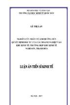 Nghiên cứu các nhân tố ảnh hưởng đến quyết định đầu tư của các doanh nghiệp vào khu kinh tế trường hợp khu kinh tế nghi sơn, thanh hóa