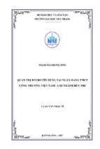 Quản trị rủi ro tín dụng tại ngân hàng thương mại cổ phần công thương việt nam, chi nhánh bến tre