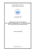 Phân tích các yếu tố ảnh hưởng đến ý định tiết kiệm điện của các doanh nghiệp du lịch trên địa bàn tỉnh khánh hòa