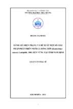 đánh giá hiện trạng và đề xuất một số giải pháp phát triển nuôi cá bống bớp bostrichthys sinensis lacépède, 1801) bền vững tại tỉnh nam định