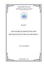 đánh giá hiệu quả kinh tế trang trại trên địa bàn huyện nghĩa đàn, tỉnh nghệ an