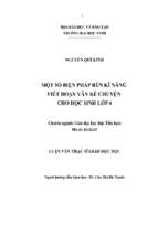 Một số biện pháp rèn kĩ năng viết đoạn văn kể chuyện cho học sinh lớp 4 luận văn thạc sĩ khoa học giáo dục