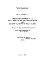 Một số biện pháp quản lý hoạt động tự học của sinh viên nội trú trường cao đẳng sư phạm hà tây luận văn thạc sĩ khoa học giáo dục