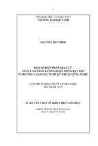 Một số biện pháp quản lý nâng cao chất lượng hoạt động dạy học ở trường cao đẳng nghề kỹ thuật công nghệ luận văn thạc sĩ khoa học giáo dục