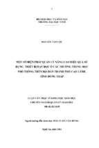 Một số biện pháp quản lý nâng cao hiệu quả sử dụng thiết bị dạy học ở các trường trung học phổ thông trên địa bàn thành phố cao lãnh, tỉnh đồng tháp luận văn thạc sĩ khoa học giáo dục