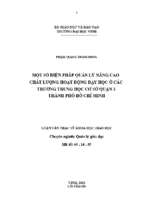 Một số biện pháp quản lý nâng cao chất lượng hoạt động dạy học ở các trường trung học cơ sở quận 3 thành phố hồ chí minh luận văn thạc sĩ khoa học giáo dục