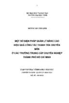 Một số biện pháp quản lý nâng cao hiệu quả công tác thanh tra chuyên môn ở các trường trung cấp chuyên nghiệp thành phố hồ chí minh