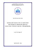 đánh giá mức độ hài lòng của bệnh nhân đối với dịch vụ khám chữa bệnh tại trung tâm y tế huyện cam lâm   tỉnh khánh hòa