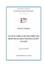 Xây dựng chiến lược phát triển cho bệnh viện đa khoa tỉnh đăk lăk đến năm 2020