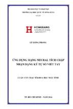 ứng dụng mạng neural tích chập nhận dạng ký tự số viết tay
