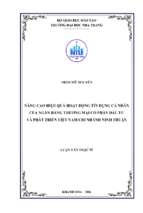 Nâng cao hiệu quả hoạt động tín dụng cá nhân của ngân hàng thương mại cổ phần đầu tư và phát triển việt nam chi nhánh ninh thuận