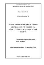 Các yếu tố ảnh hưởng đến sự gắn kết của nhân viên với tổ chức tại công ty cổ phần