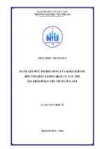 đánh giá mức độ hài lòng của khách hàng đối với chất lượng dịch vụ lưu trú tại khách sạn nha trang palace
