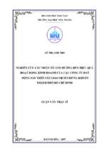 Nghiên cứu các nhân tố ảnh hưởng đến hiệu quả hoạt động kinh doanh của các công ty bất động sản trên sàn giao dịch chứng khoán thành phố hồ chí minh