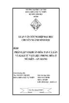 Phân lập vi khuẩn hòa tan cả lân và kali từ vật liệu phong hóa ở núi két – an giang