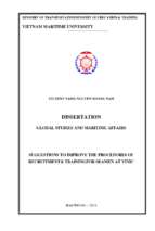 Suggestions to improve the procedures of recruitment & training for seamen at vinic