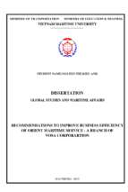 Recommendations to improve business efficiency of orient maritime service   a branch of vosa corporartion