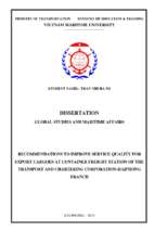 Recommendations to improve service quality for export cargoes at container freight station of the transport and chartering corporation haiphong branch