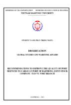 Recommendations to improve the quality of port services to cargo at port of haiphong joint stock company   tan vu port branch