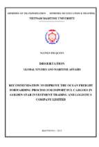 Recommendation to improve the ocean freight forwarding process for import fcl cargoes in gsc co., ltd