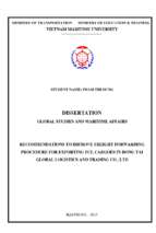 Recommendations to improve freight forwarding procedure for exporting flc cargoes in dong tai global logistics and trading co.,ltd