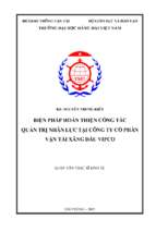 Biện pháp hoàn thiện công tác quản trị nhân lực tại công ty cổ phần vận tải xăng dầu vipco